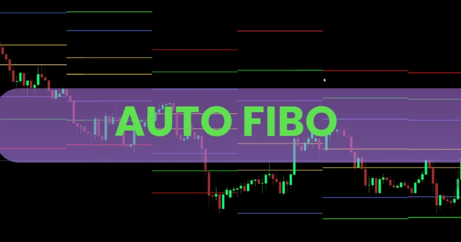 Auto Fibonacci Indicator MT4 showing retracement and extension levels on EURUSD chart