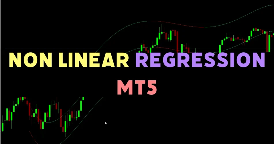 Non Linear Regression MT5 Indicator identifying uptrend and downtrend signals using smooth regression curve on MetaTrader 5