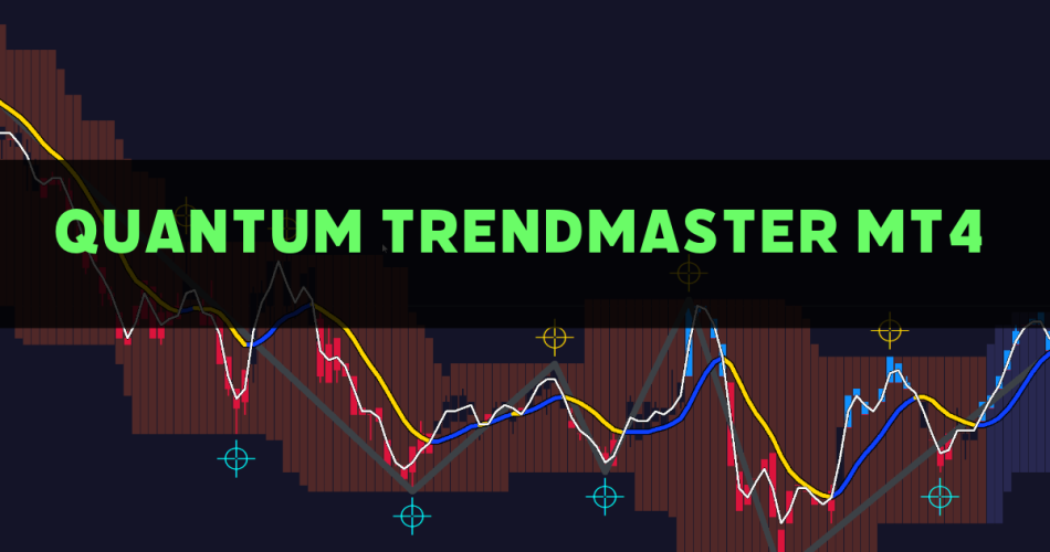 Quantum Trend Master MT4 promotional thumbnail with indicator preview and title.